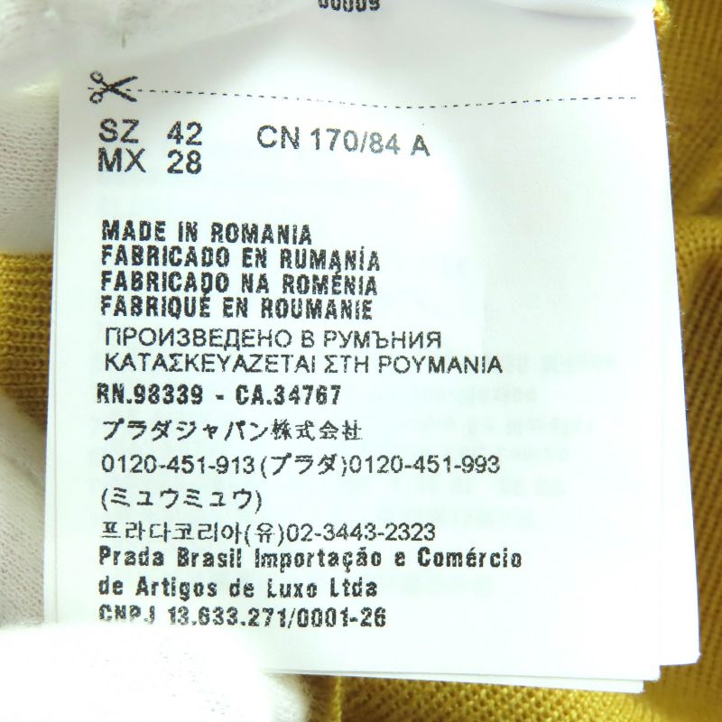 Prada P25609 Cashmere Silk V-neck Long Sleeve Knit Cardigan Mustard 42 Genuine