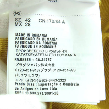 Prada P25609 Cashmere Silk V-neck Long Sleeve Knit Cardigan Mustard 42 Genuine