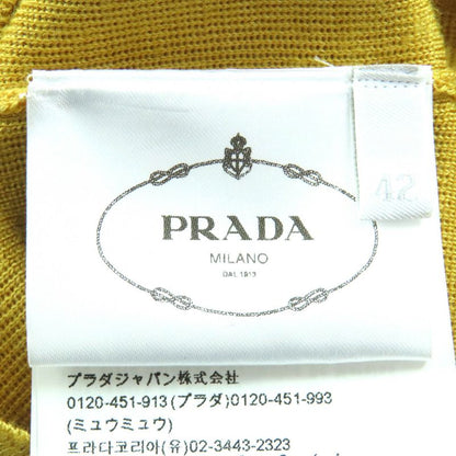 Prada P25609 Cashmere Silk V-neck Long Sleeve Knit Cardigan Mustard 42 Genuine