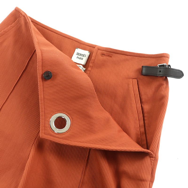 Hermes 22SS 2e0405d6 100% Cotton Centerline Wide Pants With Belt Hardware