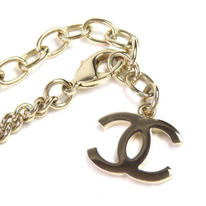 CHANEL B25A Coco Mark Rhinestone Logo Medal Top Pendant Necklace Gold With Box