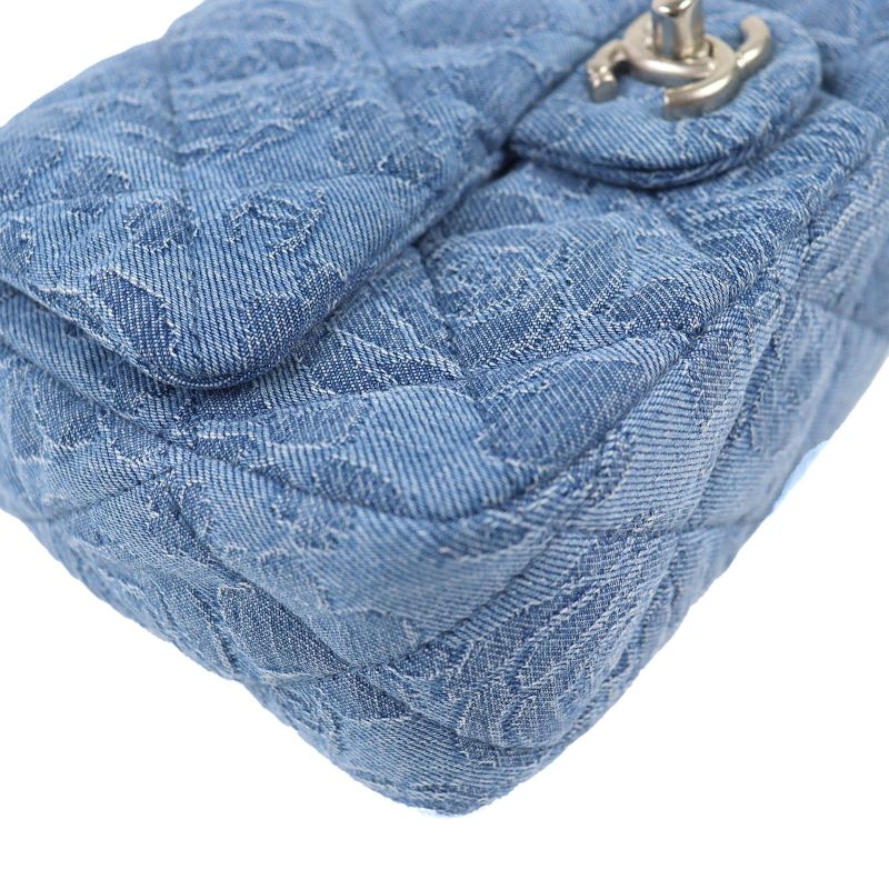 CHANEL As3829 Denim Mini Matelasse Coco Mark Camelia Chain Shoulder Bag Random