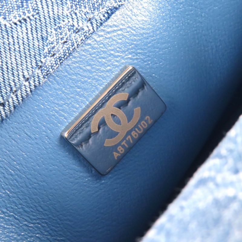 CHANEL As3829 Denim Mini Matelasse Coco Mark Camelia Chain Shoulder Bag Random