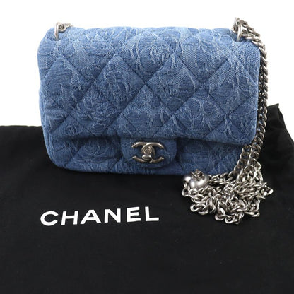 CHANEL As3829 Denim Mini Matelasse Coco Mark Camelia Chain Shoulder Bag Random