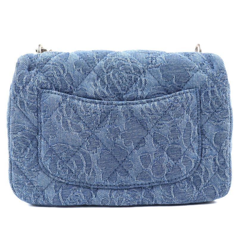 CHANEL As3829 Denim Mini Matelasse Coco Mark Camelia Chain Shoulder Bag Random