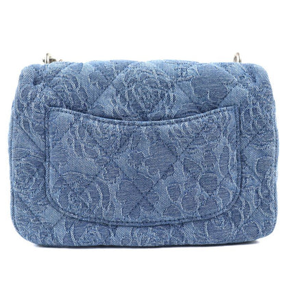 CHANEL As3829 Denim Mini Matelasse Coco Mark Camelia Chain Shoulder Bag Random