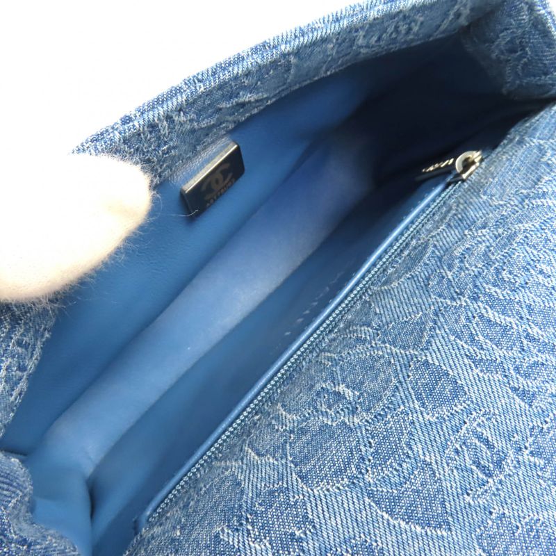 CHANEL As3829 Denim Mini Matelasse Coco Mark Camelia Chain Shoulder Bag Random