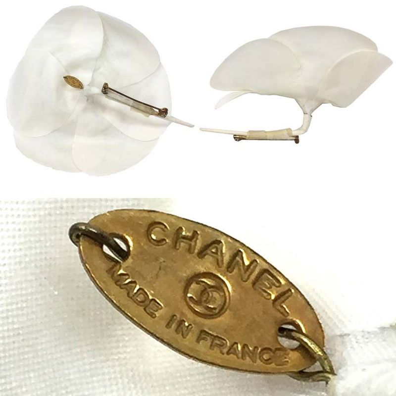 Chanel Camellia Corsage Brooch Flower White With Box Aq11855