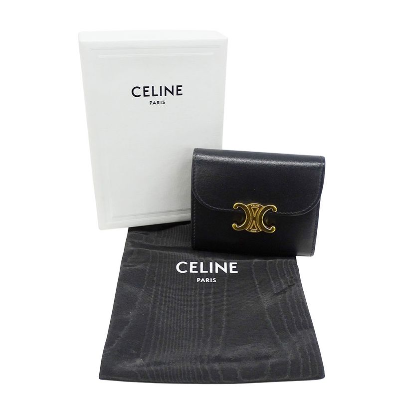 Celine Wallet Women's Branded Trifold Wallet Shiny Calfskin Small Flap Wallet