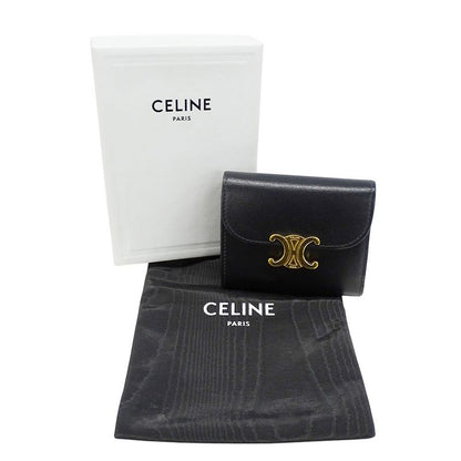Celine Wallet Women's Branded Trifold Wallet Shiny Calfskin Small Flap Wallet