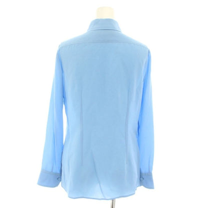 Gucci Shirt Blouse Long Sleeves Interlocking GG Logo Silk 36 Light Blue Light