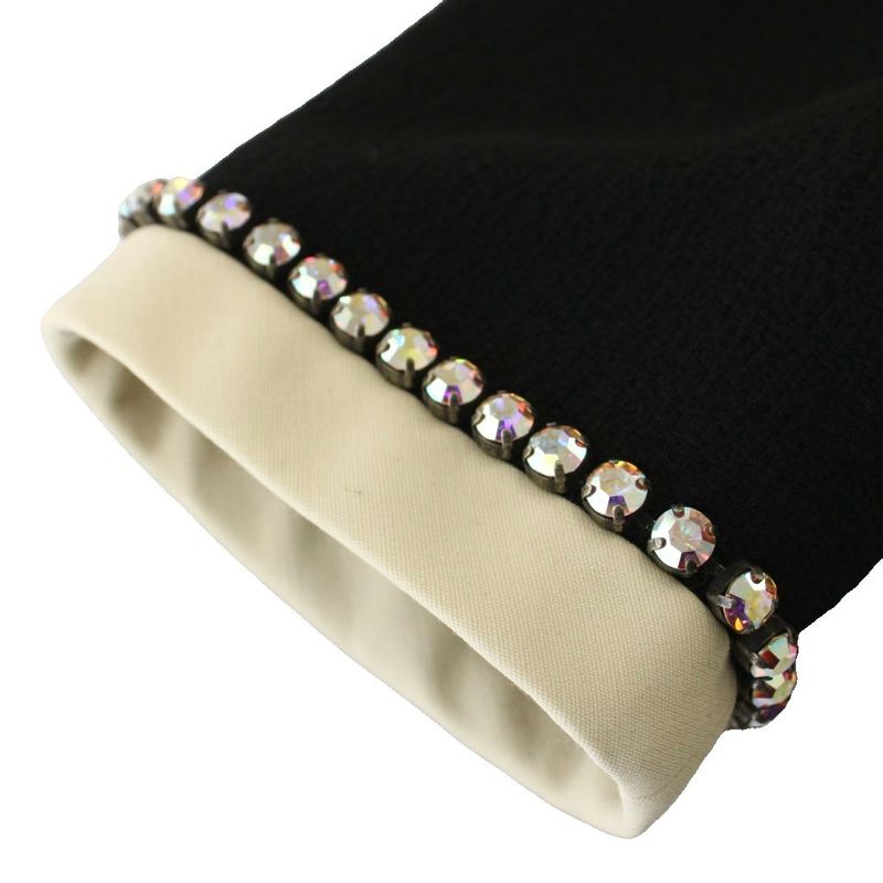 Gucci Short Sleeve Collarless Jacket Ribbon Rhinestone 38 Black 493637 G