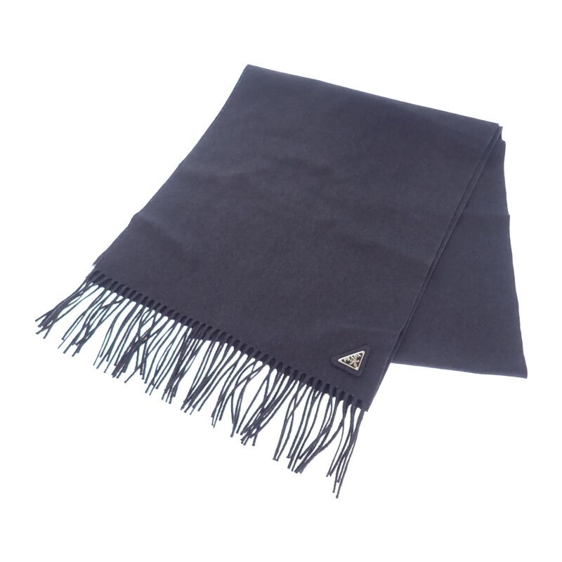[A Rank] Prada Triangle Logo 2fs047_2cop_f0008 Scarf Silk Cashmere Navy Men's