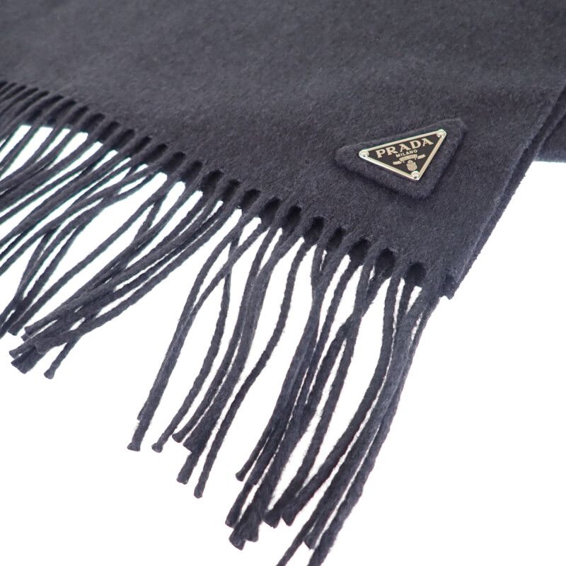 [A Rank] Prada Triangle Logo 2fs047_2cop_f0008 Scarf Silk Cashmere Navy Men's