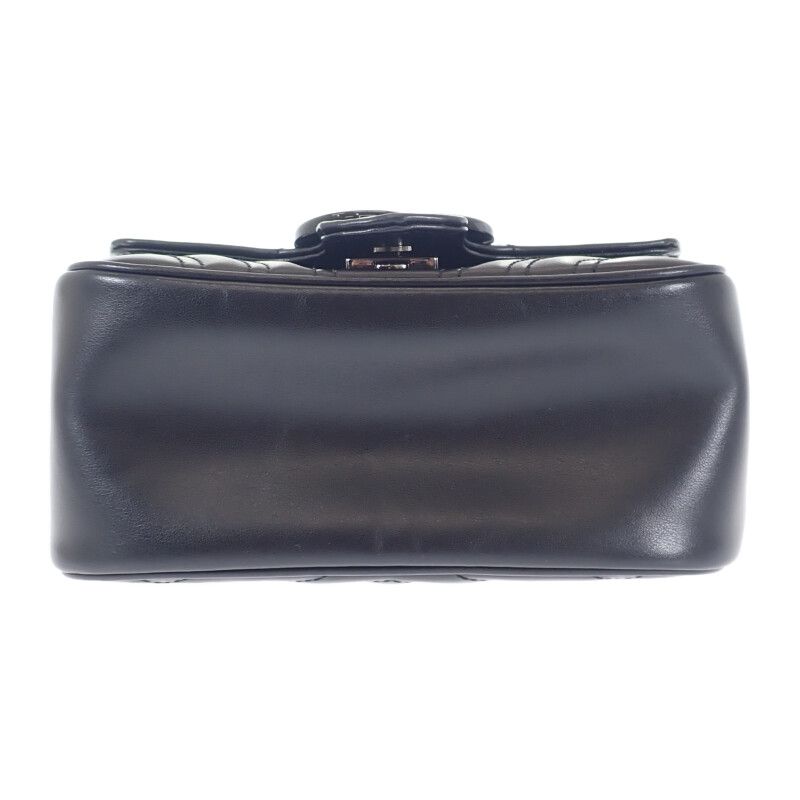 Gucci GG Marmont Quilted Leather Chain 739681 Shoulder Bag Calf Black Ladies