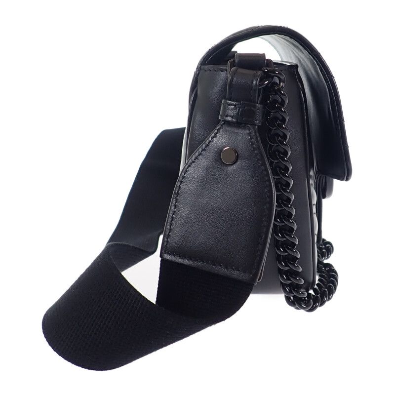 Gucci GG Marmont Quilted Leather Chain 739681 Shoulder Bag Calf Black Ladies