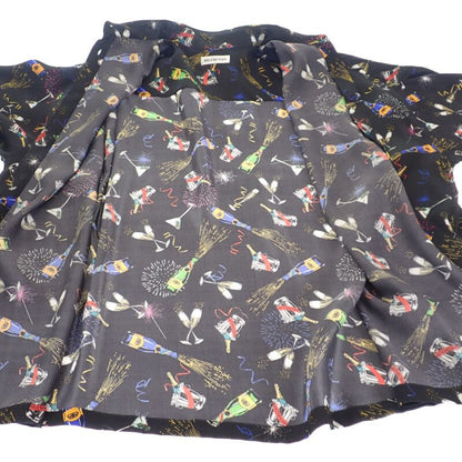 Balenciaga Celebration Print 36 Short Sleeve Shirt Silk Black Mens [grade A