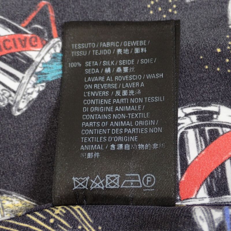 Balenciaga Celebration Print 36 Short Sleeve Shirt Silk Black Mens [grade A