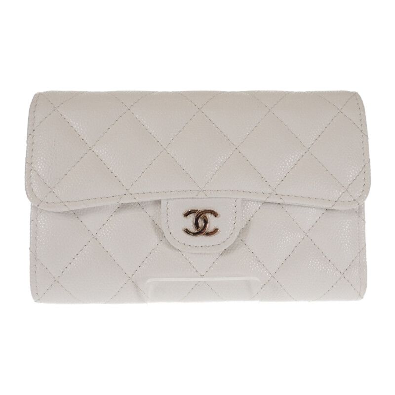 Chanel Medium Classic Flap Wallet Ap0232_b33352_10601 Bifold Wallet Caviar Skin