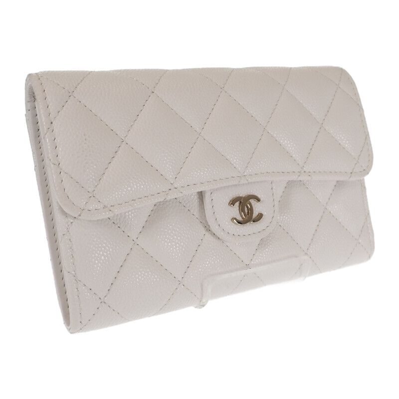 Chanel Medium Classic Flap Wallet Ap0232_b33352_10601 Bifold Wallet Caviar Skin