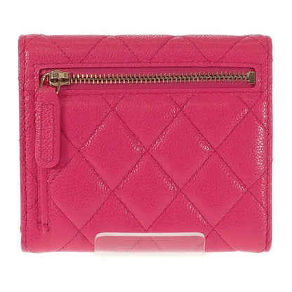 Chanel Classic Flap Wallet Ap0231 Bifold Wallet Caviar Skin Fuchsia Pink Ladies
