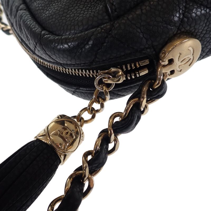 Chanel Matelasse Camera Bag Chain A57719 Shoulder Bag Caviar Skin Black Gold