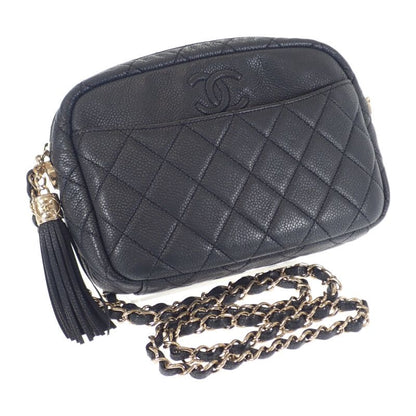 Chanel Matelasse Camera Bag Chain A57719 Shoulder Bag Caviar Skin Black Gold