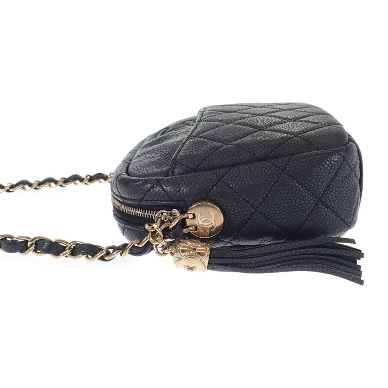 Chanel Matelasse Camera Bag Chain A57719 Shoulder Bag Caviar Skin Black Gold