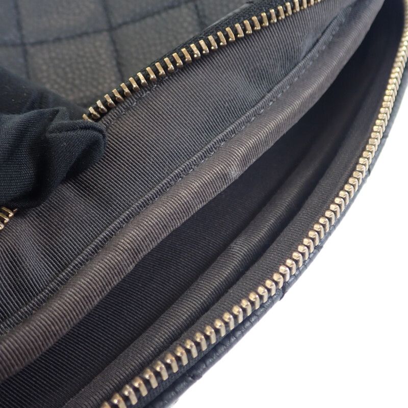 Chanel Matelasse Camera Bag Chain A57719 Shoulder Bag Caviar Skin Black Gold