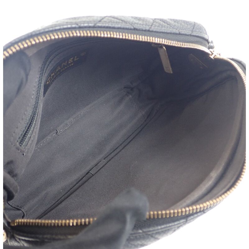 Chanel Matelasse Camera Bag Chain A57719 Shoulder Bag Caviar Skin Black Gold