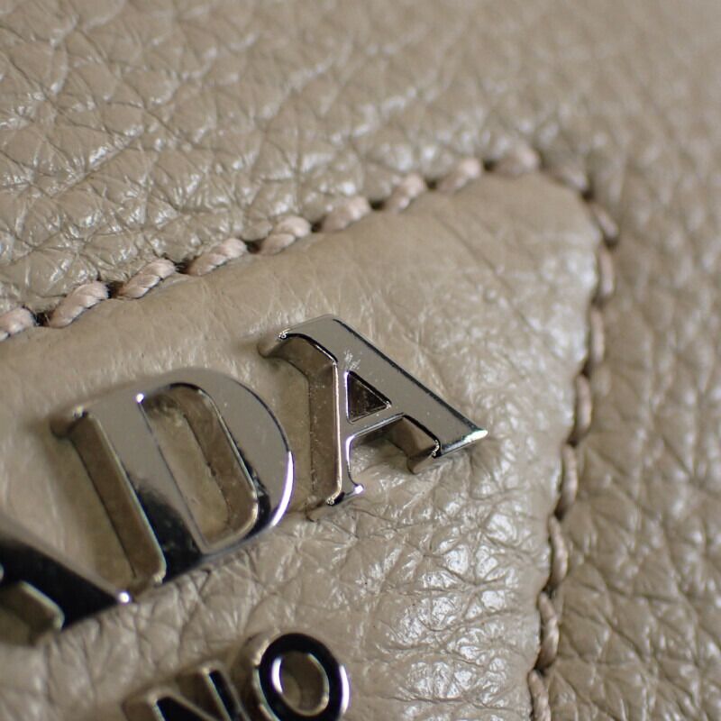 Prada Mini Handbag 1ba362_2dkv_f02yp 2WAY Bag Leather Sand Silver Hardware