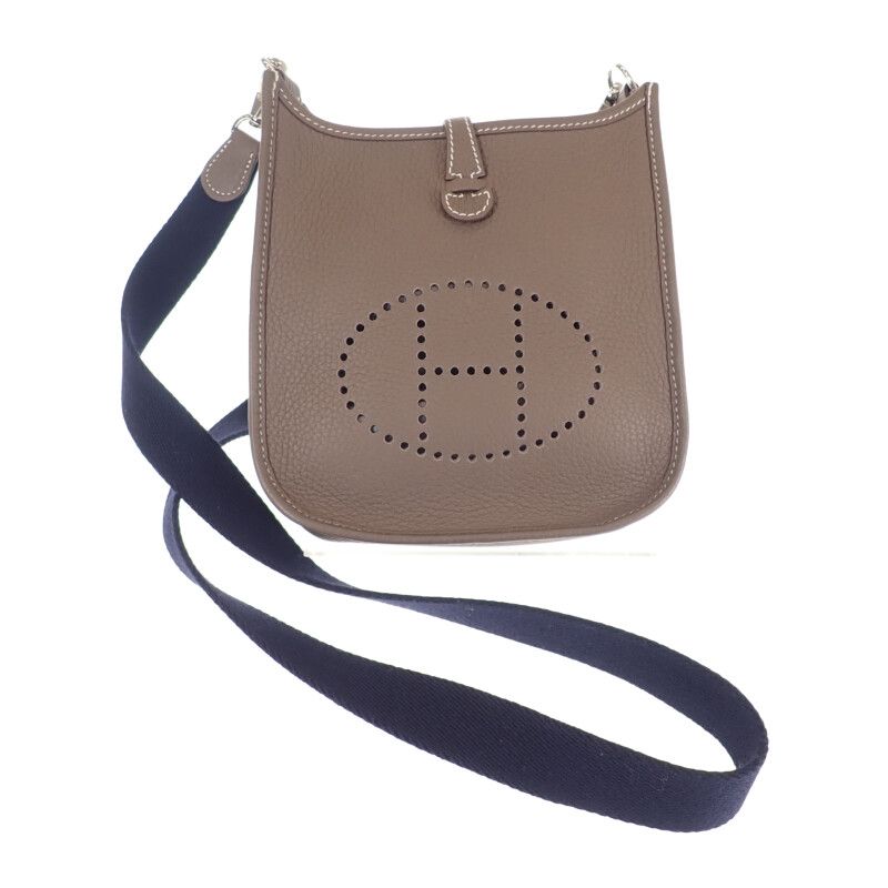 Hermes Evelyn TPM Shoulder Bag Taurillon Clemence Etoupe Beige Blue Indigo