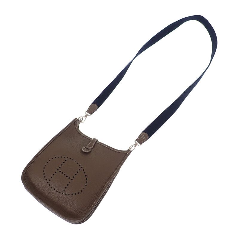 Hermes Evelyn TPM Shoulder Bag Taurillon Clemence Etoupe Beige Blue Indigo
