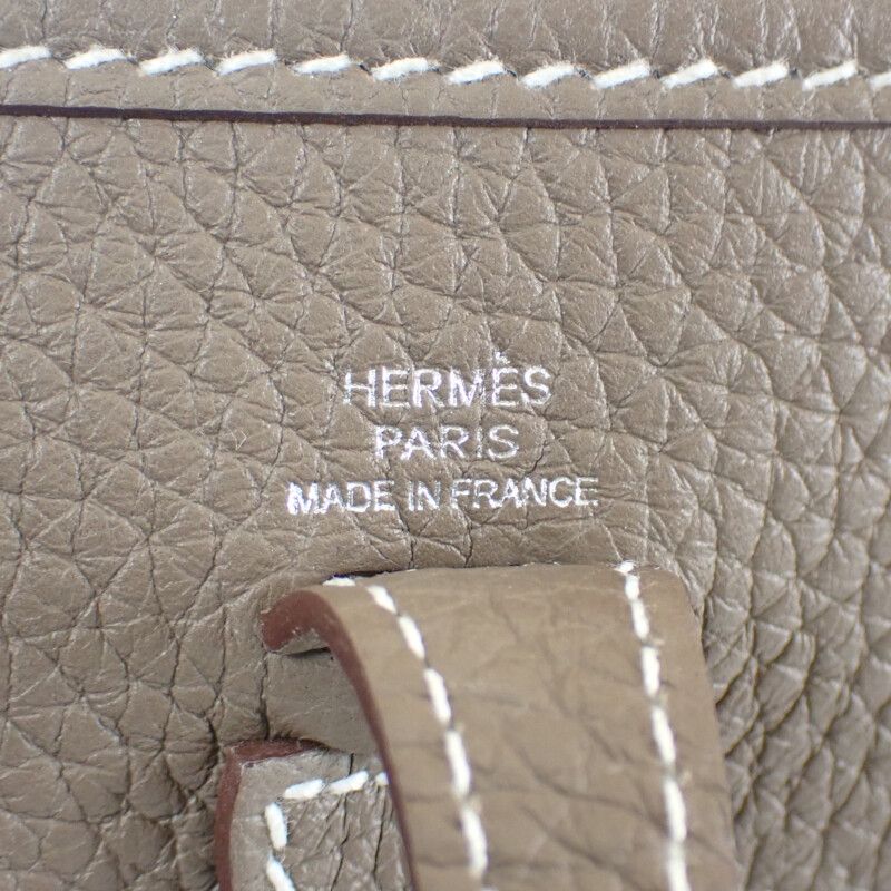 Hermes Evelyn TPM Shoulder Bag Taurillon Clemence Etoupe Beige Blue Indigo