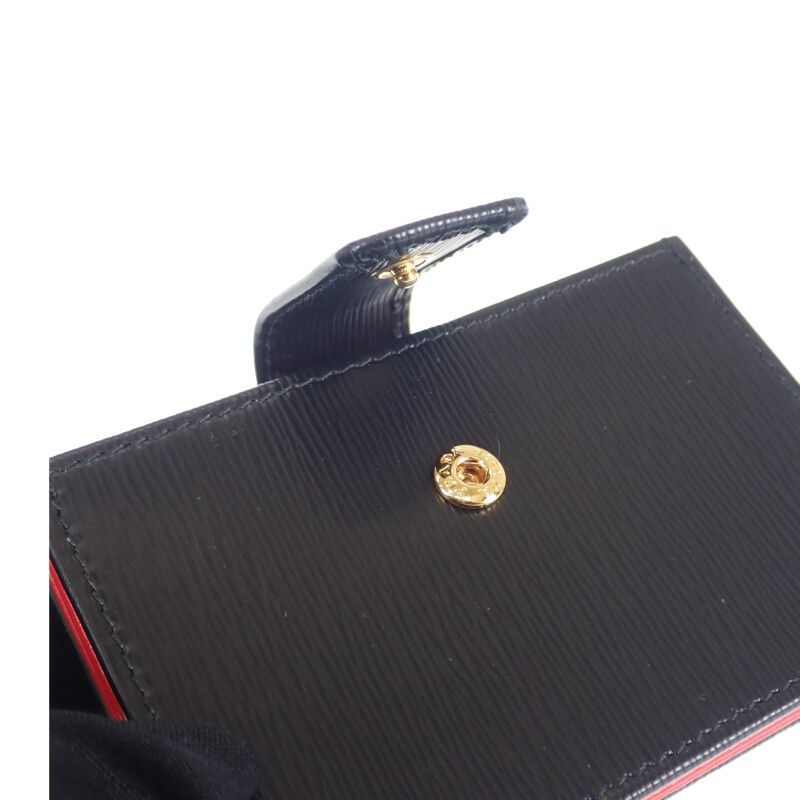 Prada Accordion Bicolor 1mc211 Card Case Vitero Move Leather Black Red Ladies