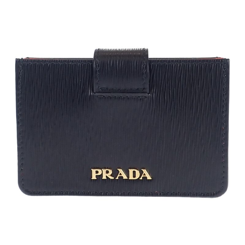 Prada Accordion Bicolor 1mc211 Card Case Vitero Move Leather Black Red Ladies