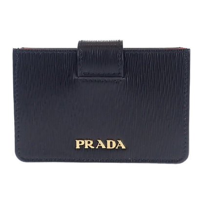 Prada Accordion Bicolor 1mc211 Card Case Vitero Move Leather Black Red Ladies