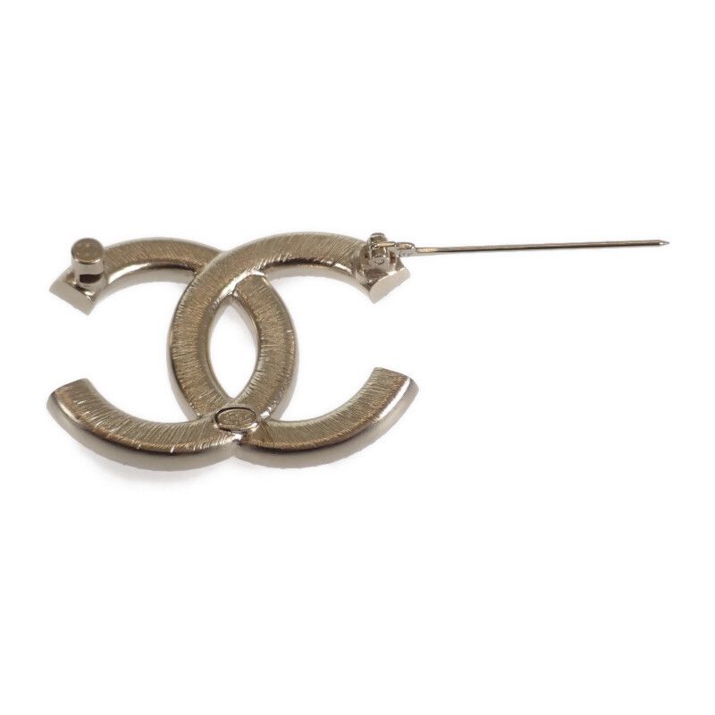 Chanel Coco Mark Brooch Metal Crystal Gold Black Ladies [rank A