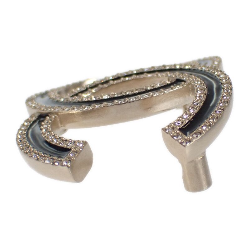 Chanel Coco Mark Brooch Metal Crystal Gold Black Ladies [rank A