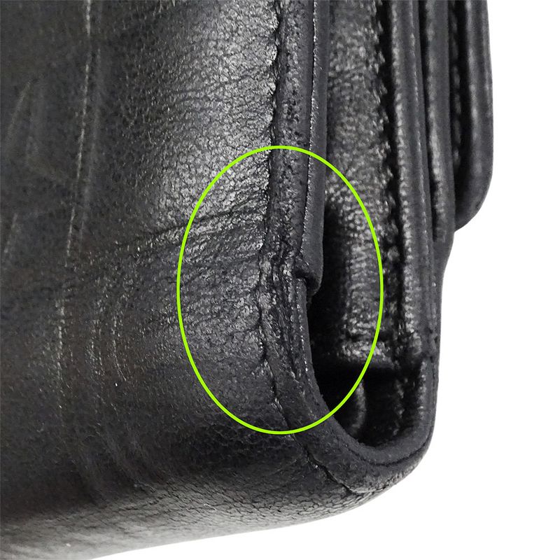 Chanel Wallet Women's Brand Bifold Wallet Icon Lambskin Black Gold Hardware