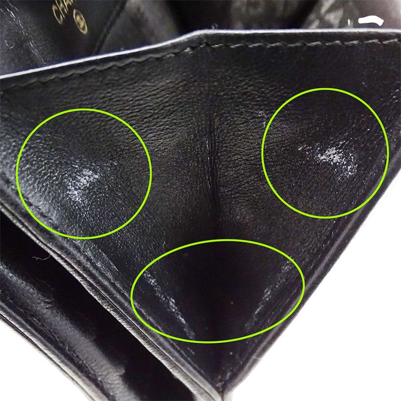 Chanel Wallet Women's Brand Bifold Wallet Icon Lambskin Black Gold Hardware