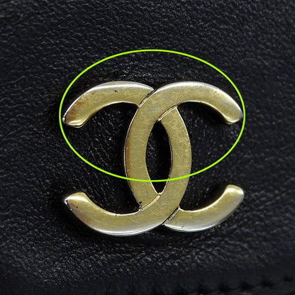 Chanel Wallet Women's Brand Bifold Wallet Icon Lambskin Black Gold Hardware