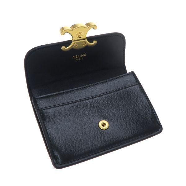 Celine Triomphe Cardholder With Flap / Shiny Calfskin 10i583dpv.38no [A Rank