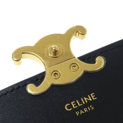 Celine Triomphe Cardholder With Flap / Shiny Calfskin 10i583dpv.38no [A Rank