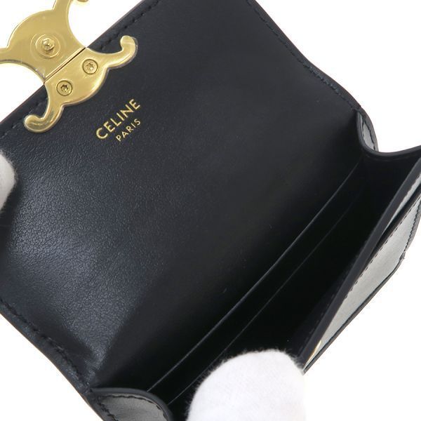 Celine Triomphe Cardholder With Flap / Shiny Calfskin 10i583dpv.38no [A Rank