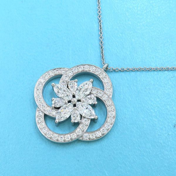 Tiffany & Co Victoria Cluster Diamond Necklace / Large [none Fee Gift Wrapping]
