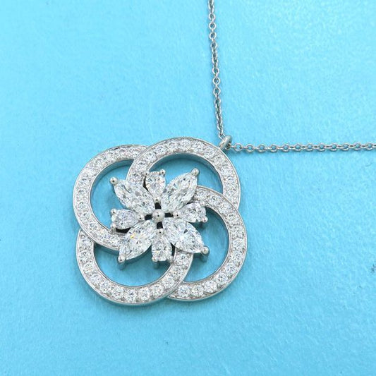 Tiffany & Co Victoria Cluster Diamond Necklace / Large [none Fee Gift Wrapping]