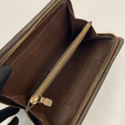Louis Vuitton Damier Portomone Zip Round Zipper Long Wallet N61728 Brown