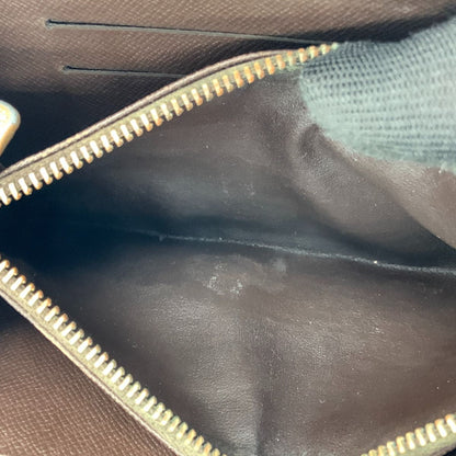 Louis Vuitton Damier Portomone Zip Round Zipper Long Wallet N61728 Brown