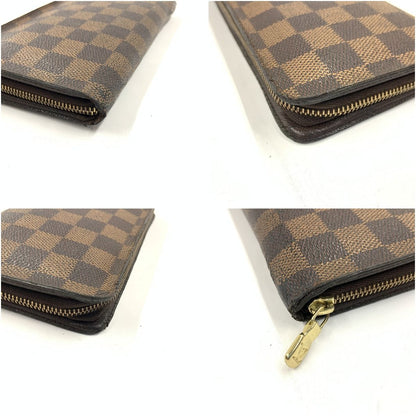 Louis Vuitton Damier Portomone Zip Round Zipper Long Wallet N61728 Brown